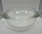 Vintage PYREX Ovenware #022 Clear Glass 1 Quart Casserole Bowl With Lid Used