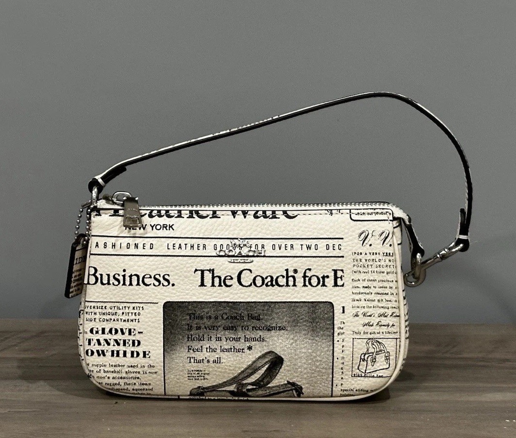 NWT COACH Nolita 19 Bag Purse Newspaper Print Refined Pebble