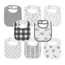 Muslin Drool Bibs for Boys Girls 8 Pack Adjustable Baby Bibs for Drooling and...