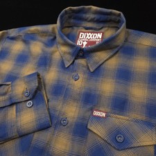 Dixxon Flannel Co Shirt Mens XLT TALL Blue Tan -SLIM HEM The Eddie Button VEDDER