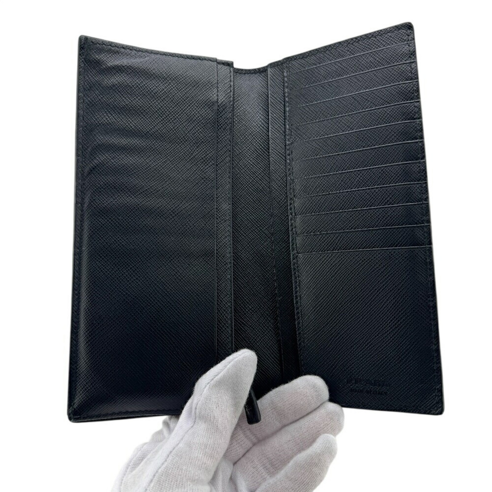 PRADA 2MV836 Saffiano Bi-fold Long Wallet, Black, Men's GZl1f7ug thumbnail 7