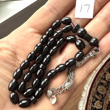 Genuine BLACK YEMANI STONE 33 BEADS  يماني Tasbih/ROSARY  19cm LONG