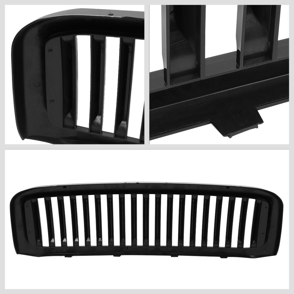 Glossy Black Badgeless Vertical Style Front Grille For 99-04 F-250 Super Duty