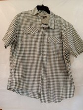 Eddie Bauer Shirt Mens 2XL Green/brown Wrinkle Free Classic Button Up