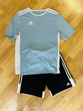 adidas Aeroready Polyester light blue Jersey and black Shorts Set Size L 14/16 