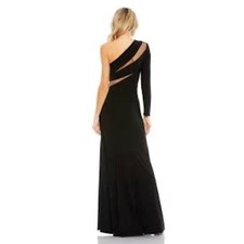 Mac Duggal 11311 Ieena One Shoulder Illusion Cut Out Gown Black 4