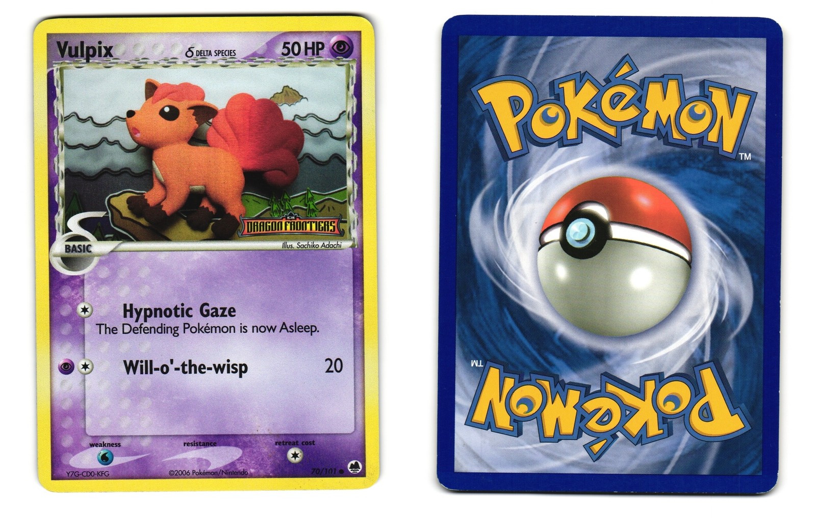 VULPIX Δ 70/101 COMMON DRAGON FRONTIERS POKEMON REVERSE HOLO NM 2006