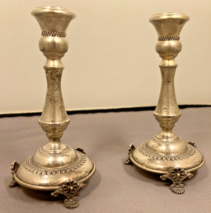 Antique Judaica Israel Silver Candlesticks 925 Sterling 120 grams Ben Zion