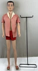 VINTAGE 1960's MATTEL BARBIE BRUNETTE STRAIGHT LEG KEN DOLL W SWIMSUIT AND STAND