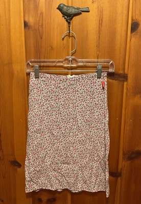 VTG 90 s Y2K Esprit Women s Beige Knee-length Skirt W/ Red Floral Print XS 