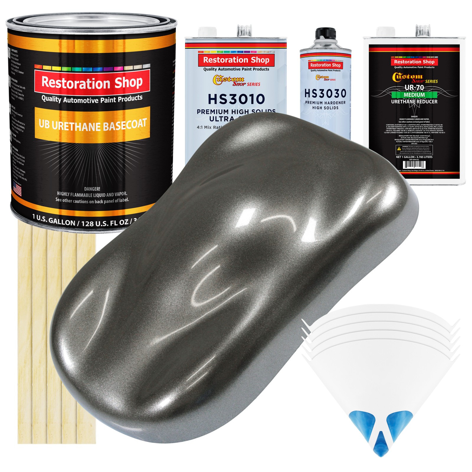 Charcoal Gray Firemist Urethane Basecoat Auto Paint Gallon Kit  