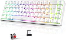 TECURS Wireless Mechanical Gaming Keyboard – RGB – UK Layout (White)
