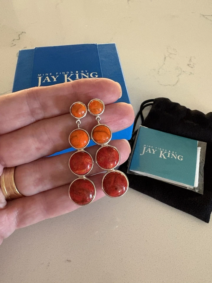 Mine Finds by Jay King Red Sea Bamboo Coral Sterling Silver Drop Earrings - Image 1 of 4