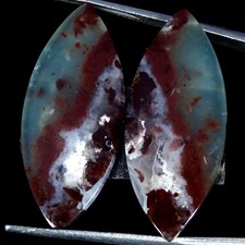 18.60Cts Natural Aqua Chalcedony Pair Marquise Cabochon Gemstone 13X30X3MM