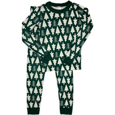 Hanna Andersson Sz 8 Green Christmas Tree 2pc Pajama Set Organic Cotton 130