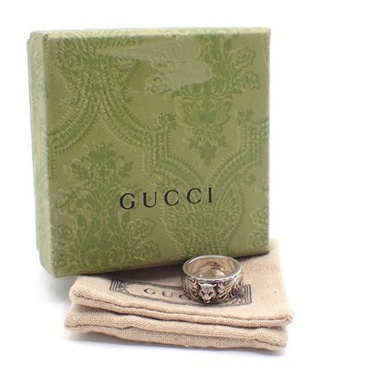 GUCCI GG Logo Tigerkopf Ring Silber 925 Größe JP 15 / US 7,5 Italy 63RL804