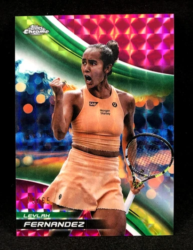 2025 Topps Chrome Tennis Pink Geometric Refractor Leylah Fernandez #53