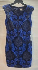 Vince Camuto Women's Size 6 Blue Lace Sleeveless Lined Shift Dress New 