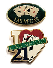 Las Vegas Casino Playing Cards Pin Lot 2 Blackjack 21 Four Aces Nevada Souvenir