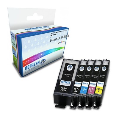 Refresh Patronen Full Set 5x PGI-555XXL/CLI-551XL Tinte kompatibel mit Canon