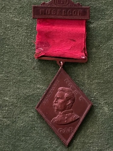 GAR 1891  MICHIGAN - Dept. Annual Encampment BADGE at Muskegan