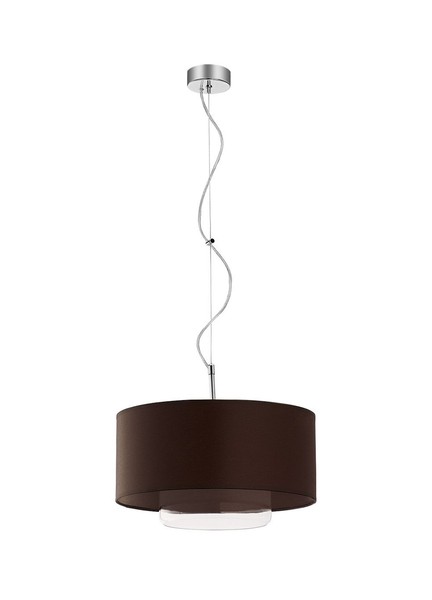 Runde HäNgeleuchte Braun Glas Stoff Rund Verrona HäNgelampe Esszimmer Wohnzimmer-image
