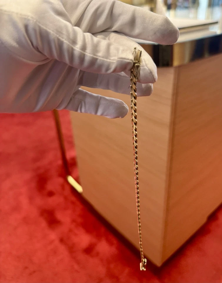 Pulseira Link Cubana de Ouro Amarelo Sólido 8,22mm Pense Ligeiramente Usada, CAIXA/Adesivo! - Imagem 2 de 4