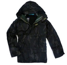 GENTS BLACK CAMO WATERPROOF WINDPROOF JACKET Mens hiking camouflage kagool coat 