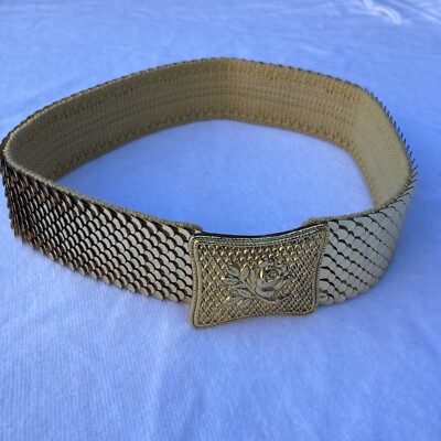 Vintage Silver Fishscale Women\'s Belt With Floral Buckle And Detailing Vintage Silver Fish Scale Ladies Belt With Silver Metal  main image 4
