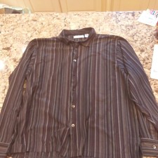 Geoffrey Beene Dress Shirt 2XL Men Long Sleeve Buttons Cotton Multi Clr Stripes
