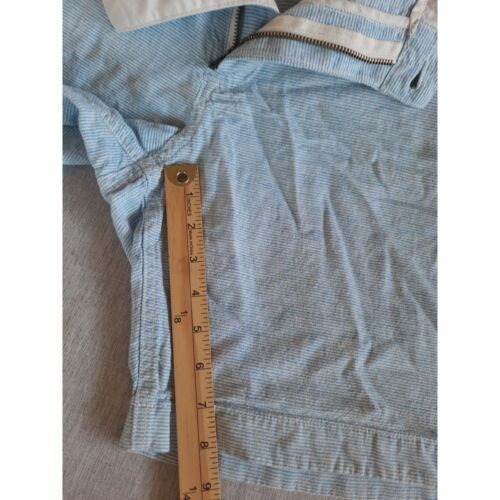 J. Crew Men's 36 Lightweight Stripe Stretch Flat Front Belted Short Linen Blue - Picture 4 of 7