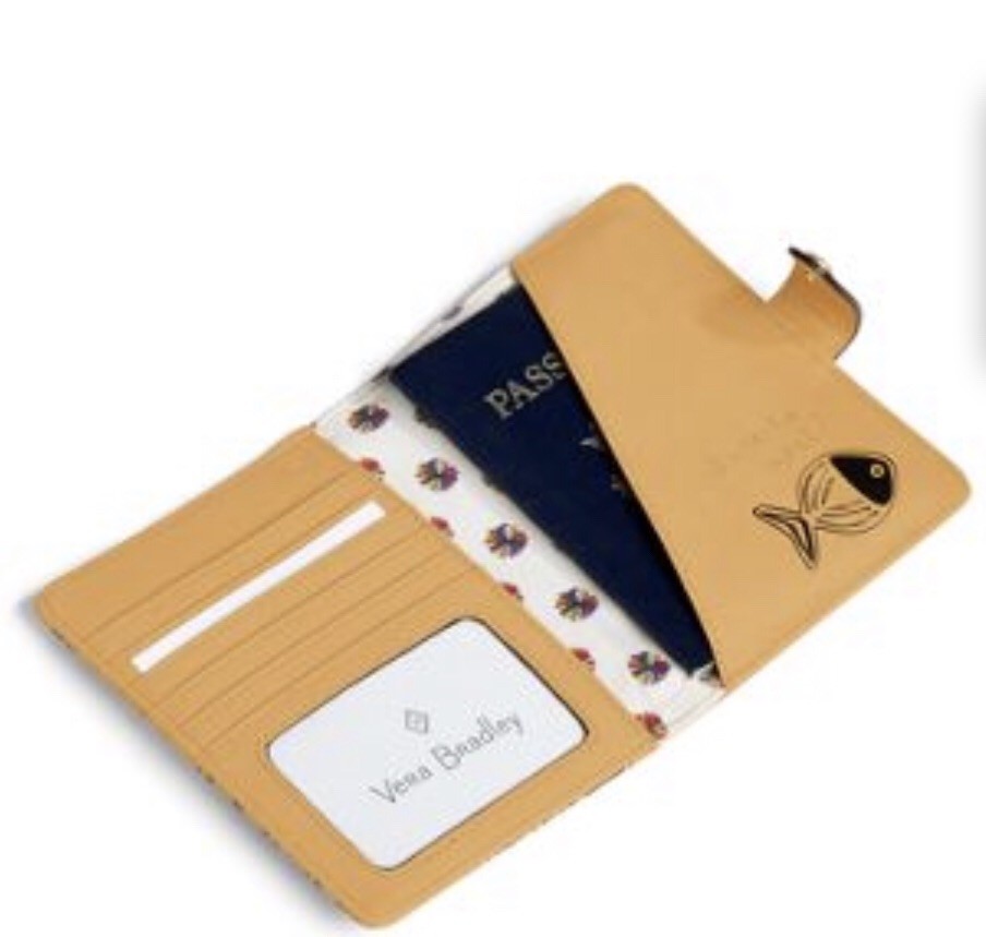 NEW VERA BRADLEY GO PLACES LEATHER PASSPORT HOLDER/WALLET Plus 2