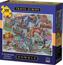 Travel Europe 300 Pieces 16x20 Jigsaw Puzzle Dowdle Folk Art 888584 Made in USA.