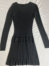 BCX Junior's Cable Knit Tab Sweater Dress Gray Size Large