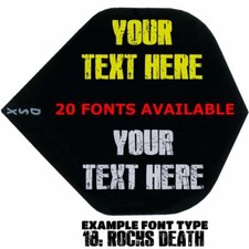 Personalised Dart Flights 5 Sets (15) Standard Black Tough GOLD / SILVER WRITING