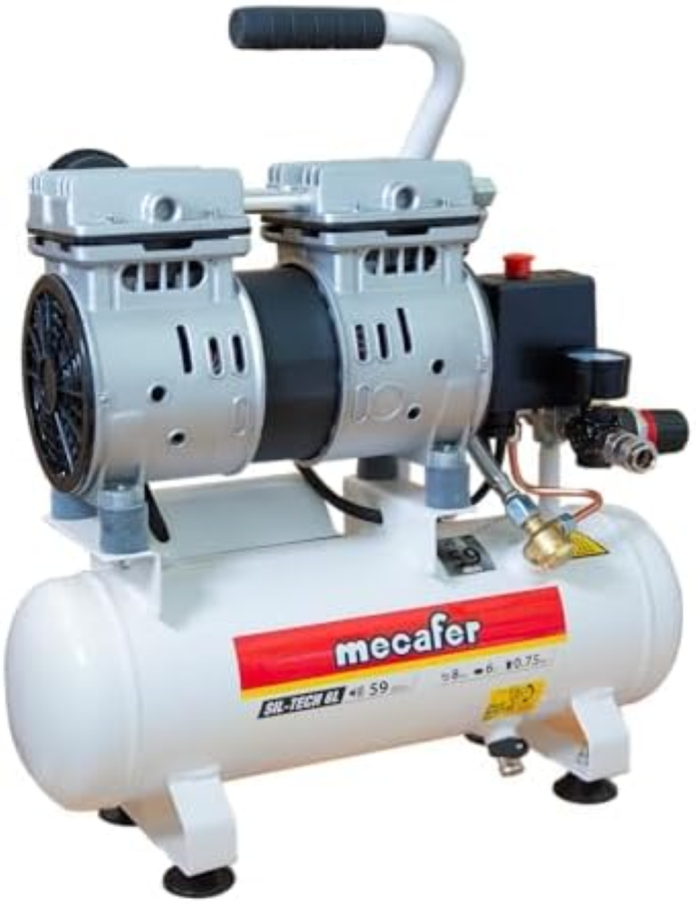 Mecafer - Compressore silenzioso 59 dB 6L/0,75HP/8 bar, 425513