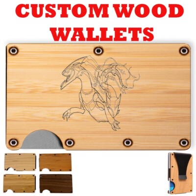 RAYQUAZA POKE-MON - Slim Minimalist Wallet - Laser Engraved Wood Wallet