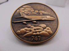 Vintage Boeing Company Coin Medallion 2" Rare Blank Back Airplane Jet Plane 747