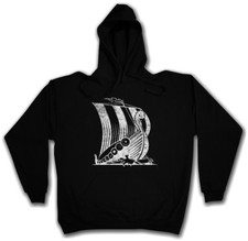 VIKING SHIP V HOODIE Runes Vikings Norse Norsemen Dragon Boat Odin Thor Loki