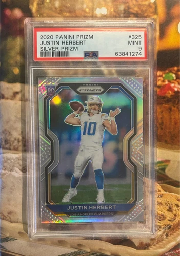 2020 Panini Prizm SILVER Justin Herbert PSA 9 Mint #325 RC