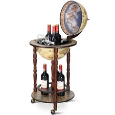Bar globe terrestre Mappemonde en bois d'eucalyptus Style classique du 16e sièc