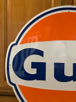 Gulf Gasoline Metal Sign Garage Vintage Style Wall Decor Tools Oil