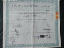 GENOA 1968 * ERIDANIA ZUCCHERI PROVISIONAL STOCK TITLE * VERY RARE
