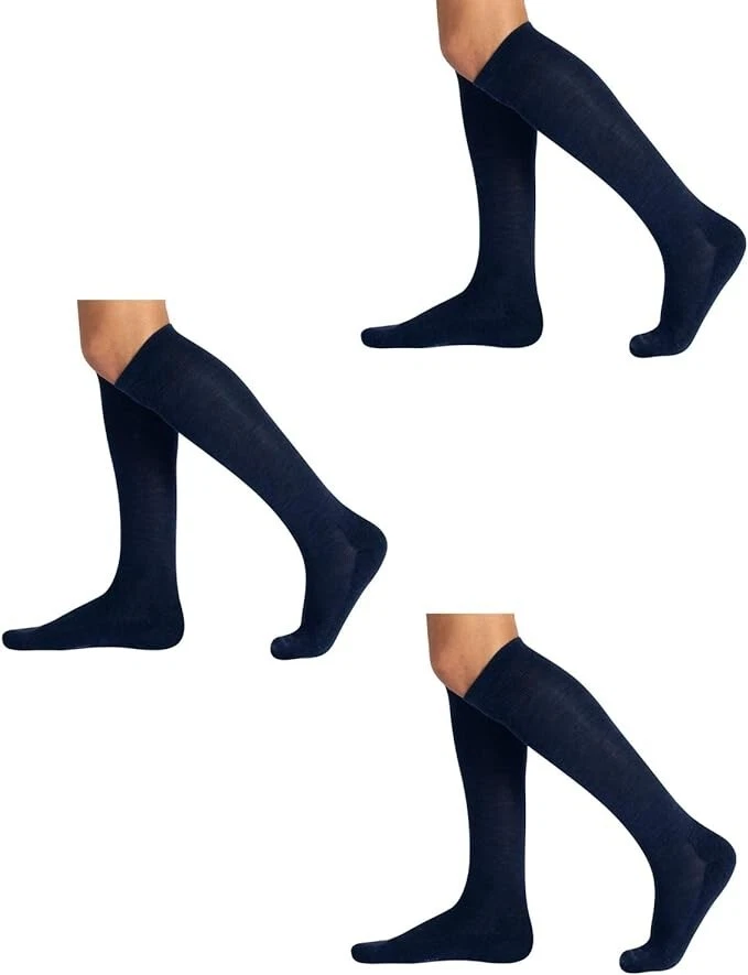 CALZITALY 3 Pairs Merino Wool Socks Smooth Soft and Cushioned Blue UK 6.5 - 9.5