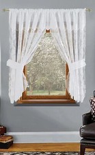 New Kitchen Curtain Window Curtain Net Set Rod Pocket Attached Valance Tiebacks 