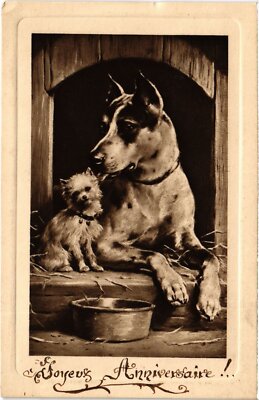 CPA Große Hunde küssen einen kleinen Hund Hunde (1388005)