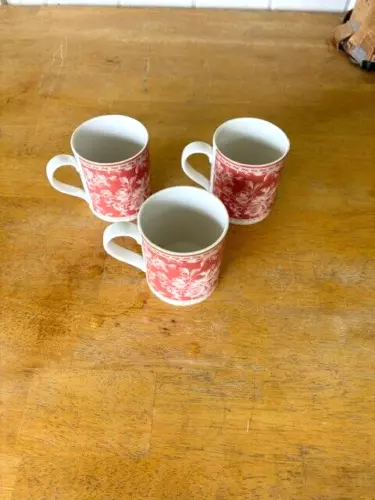 3 ROYAL DOULTON STUDIO PROVENCE Rouge Coffee Mugs EUC