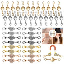 16/24xMagnetic Clasps Lobster Claw Necklace DIY Jewelry Extender Hook W/Diamonds