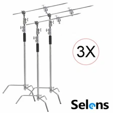 3X Studio C Stand Lighting Booms Century Stands Gobo Arm Grip Head +3x Sandbag