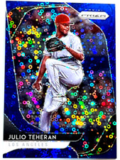 2020 Panini Prizm Baseball Quick Pitch #42 Julio Teheran Blue Donut Circles /199